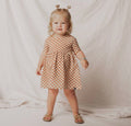Camel Checkered Toddlers Dress
